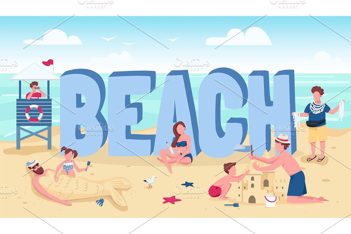 Beach word concepts banner, a Poster Template by IMG visuals characters