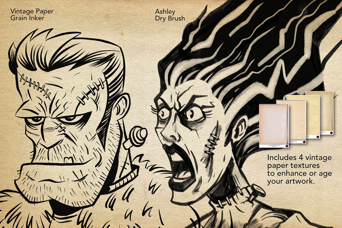 Procreate Vintage Comic Ink Brushes, a Brush Add-On by Ink Gang Boss (Photo 5 of 9)