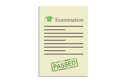 Examination paper with passed stamp 