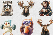 Funny Animal Clipart Bundle, an Illustration by Black Bird Studio (Thumbnail 2 of 6)
