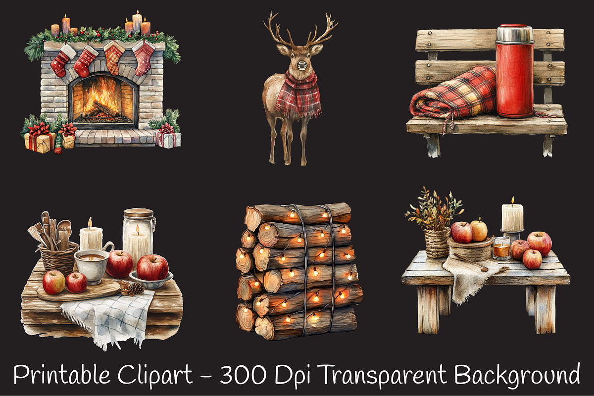 Cozy Cabin Christmas Winter Holiday, an Illustration by RobertsArt (Photo 7 of 7)