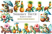 Watercolor Summer Turtle Clipart, a Seasonal Illustration by DreamArtGraphic (Thumbnail 1 of 4)