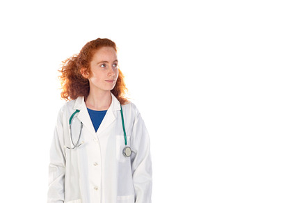Redhead doctor woman laughing, a Person Photo by José Manuel Gelpi