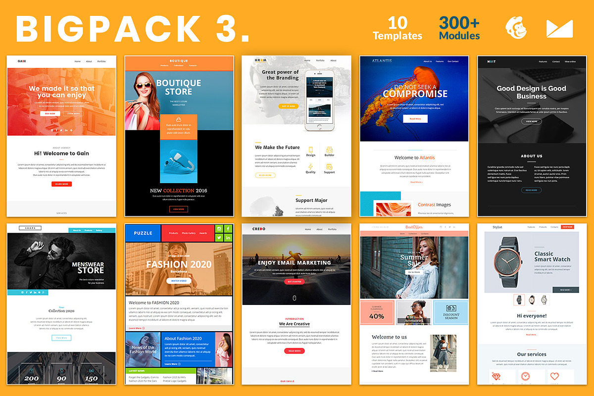 BigPack 3 Email-Template Bundle, an Email Template by WEB4PRO (Photo 1 of 11)