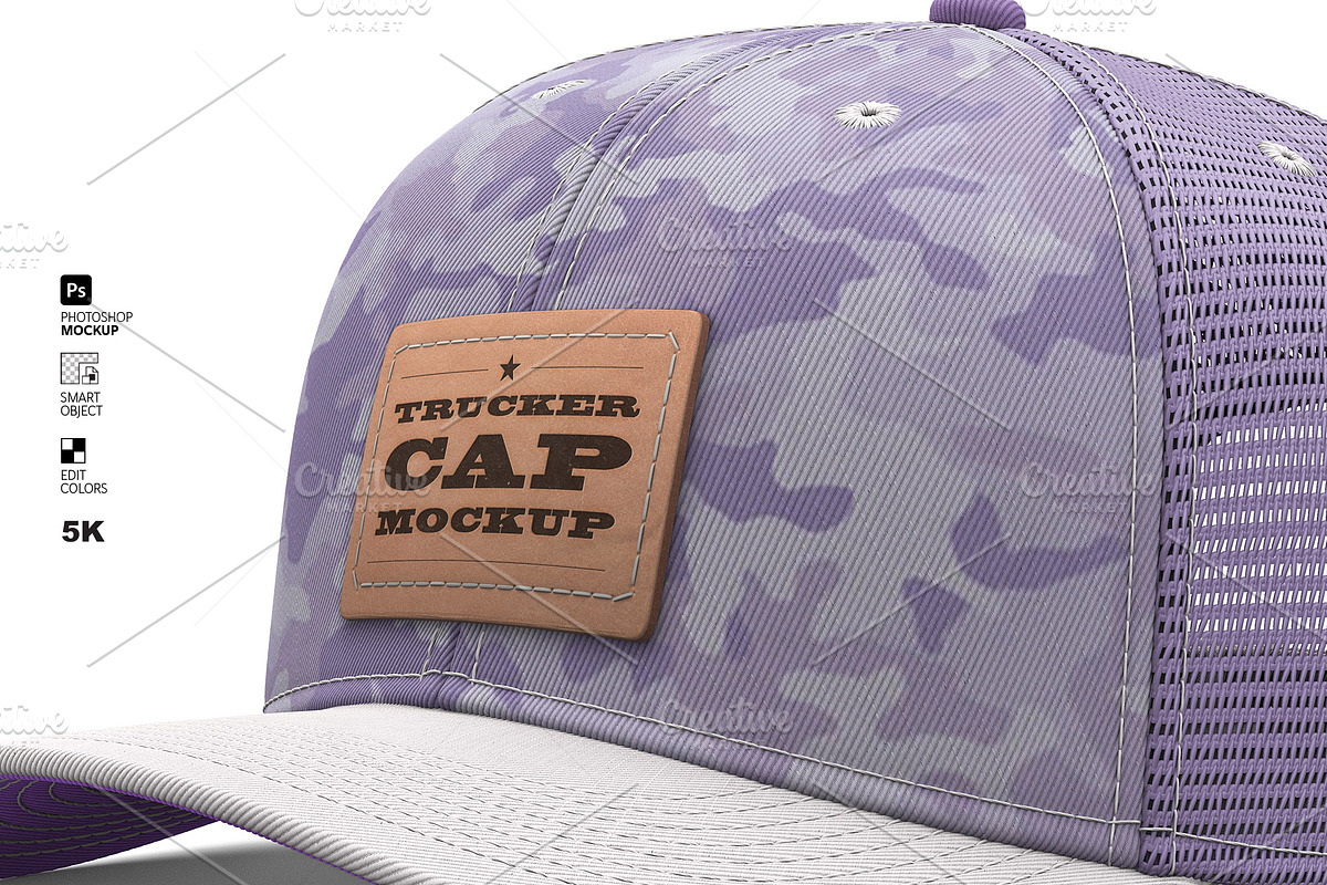 Fully Editable Trucker Hat Mockup PS, a Hat Mockup by LESZ Design (Photo 5 of 8)
