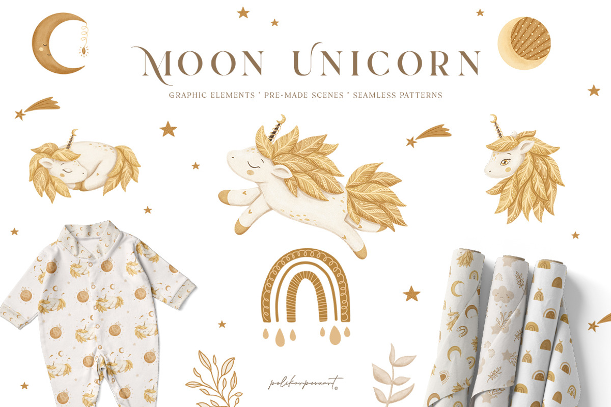 Moon Unicorn. Kids Collection, an Animal Illustration by polikarpovaart (Photo 1 of 12)