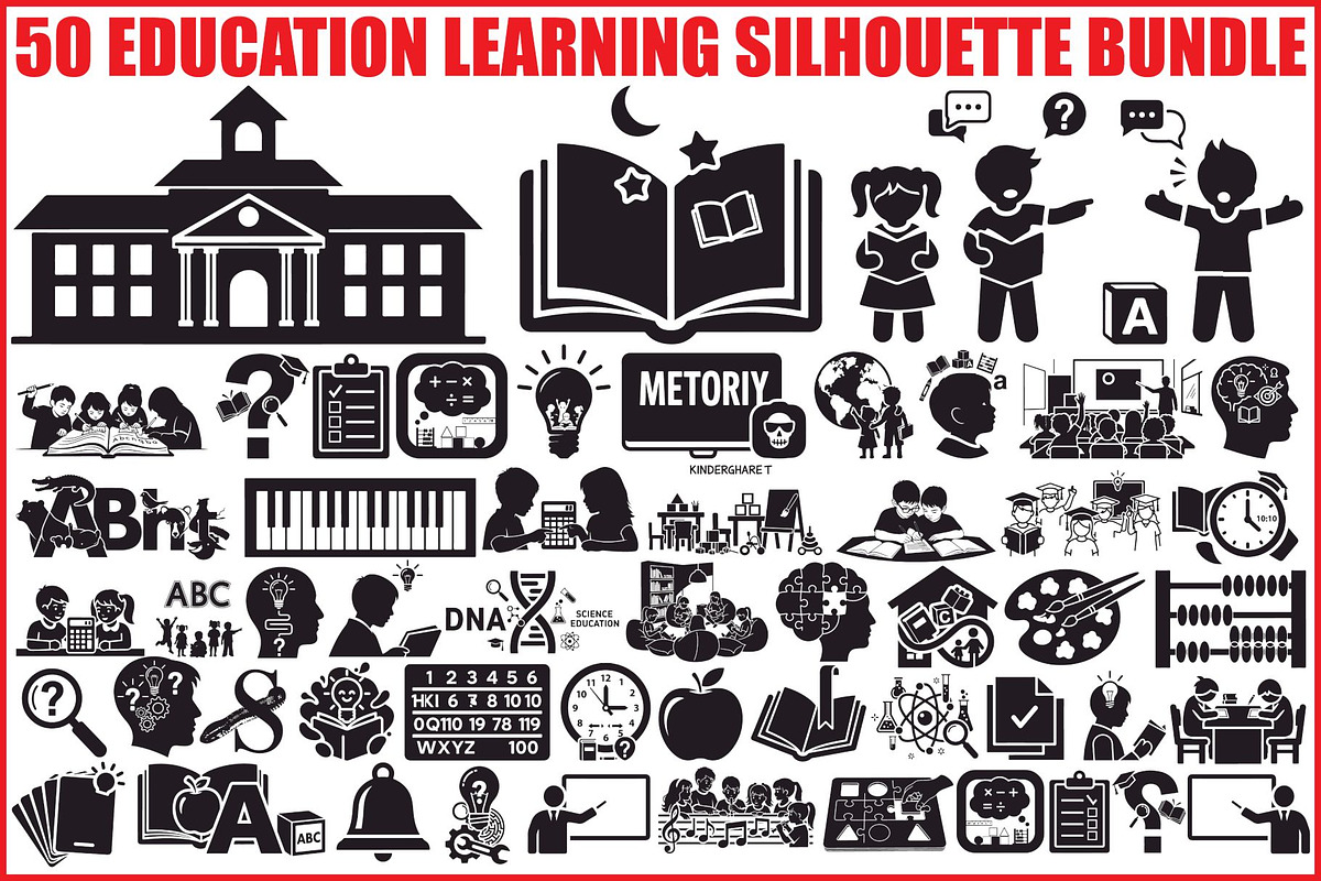 50 Education Learning Silhouette Bun, an Illustration by Creativeshirt (Photo 1 of 51)