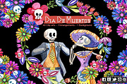 Day of the dead watercolor clip art, a Decorative Illustration by CpandoShop (Thumbnail 1 of 5)