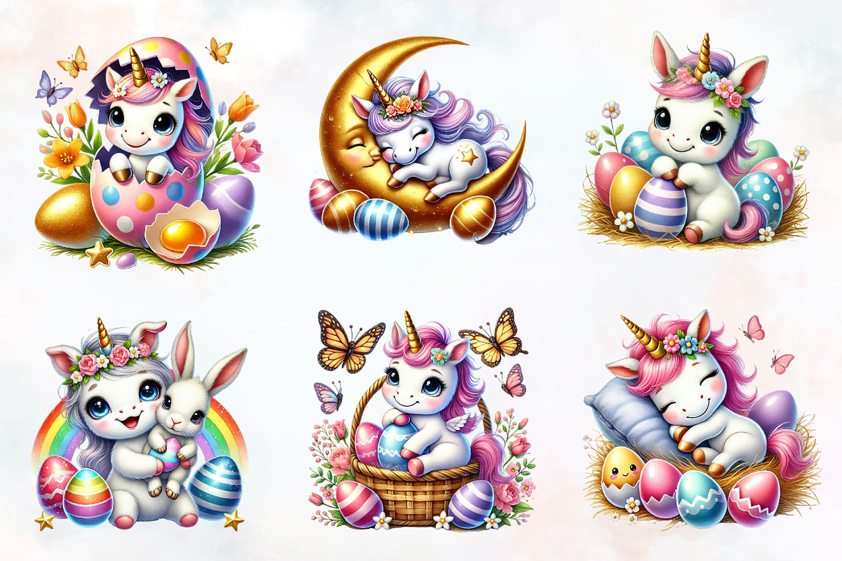 Newborn unicorn Easter Day Png, an Illustration by RobertsArt (Photo 7 of 7)
