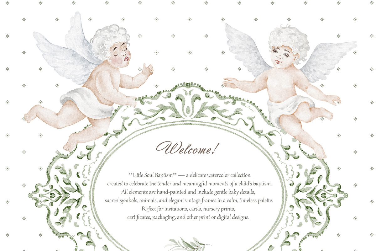 Hand Painted Baptism Watercolor Set, a Background Graphic by LenArt (Photo 3 of 19)