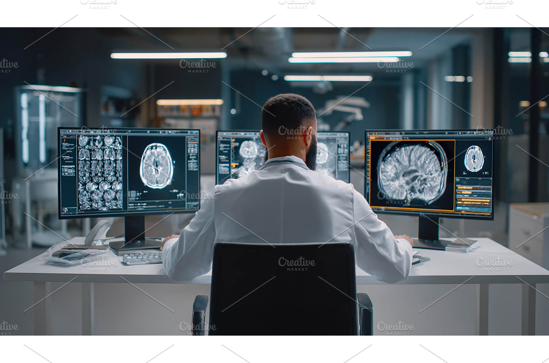 Medical Doctor Reviewing Brain Scans, a Health & Medical Photo by Lermont51