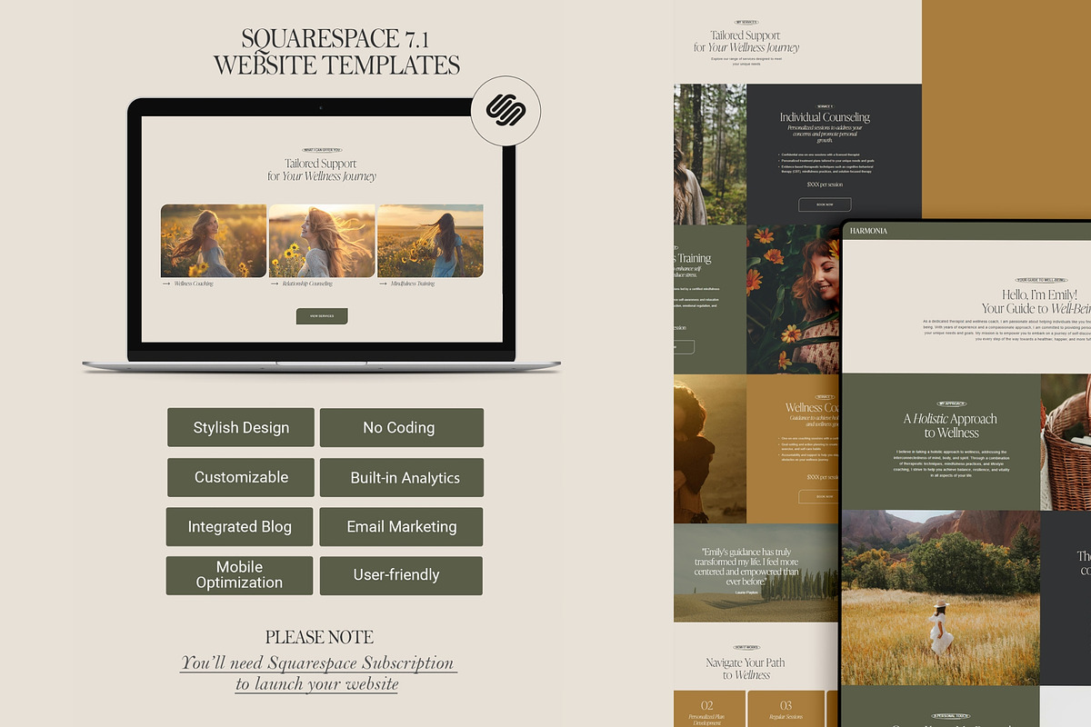 Therapist Website Template, a Squarespace Template by 3.14&Co (Photo 5 of 10)