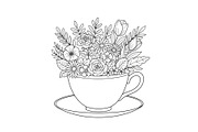 Floral Teacup Line Art Bundle, an Illustration by Gfx_Store (Thumbnail 44 of 51)