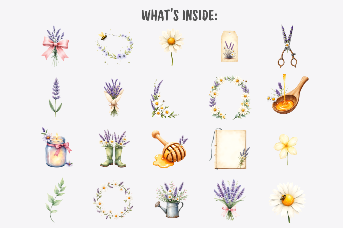 Lavender and Bees Clipart Bundle, a Decorative Illustration by Anca Digital Vibe (Photo 3 of 9)