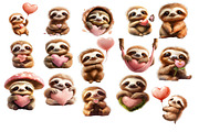Valentines Day 20 Sloths Clipart, an Animal Illustration by PrintablesByFranklyn (Thumbnail 3 of 3)