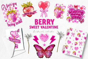 Pink Valentine watercolor collection