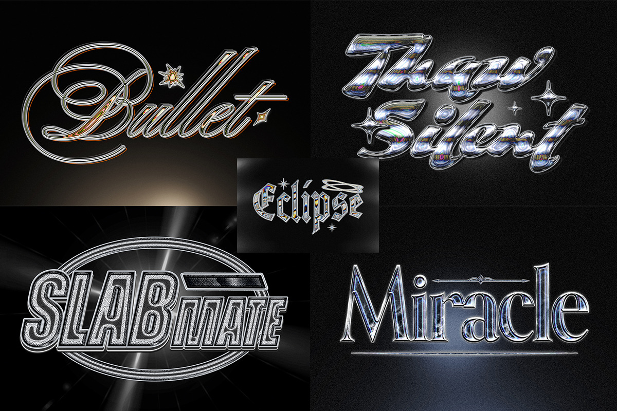Liquid Y2K Chrome Text Effect, a Layer Style Add-On by Matsero (Photo 3 of 4)