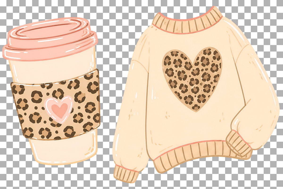 Leopard Autumn Clipart Coffee PNG, a Seasonal Illustration by SugarCloudStudioArt (Photo 5 of 5)