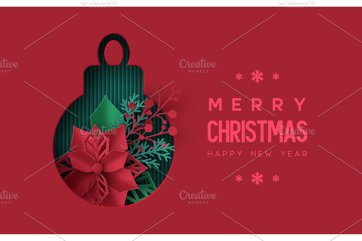 Elegant paper cut Christmas ornament, an Object Illustration by Liudmyla Matviiets