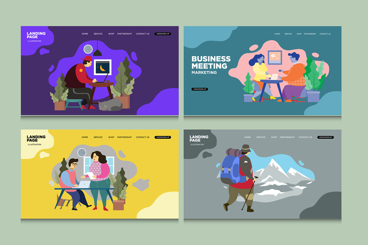 20 Flat Landing Page Illustration, a Work Illustration by singpentinkhappy (Photo 5 of 6)