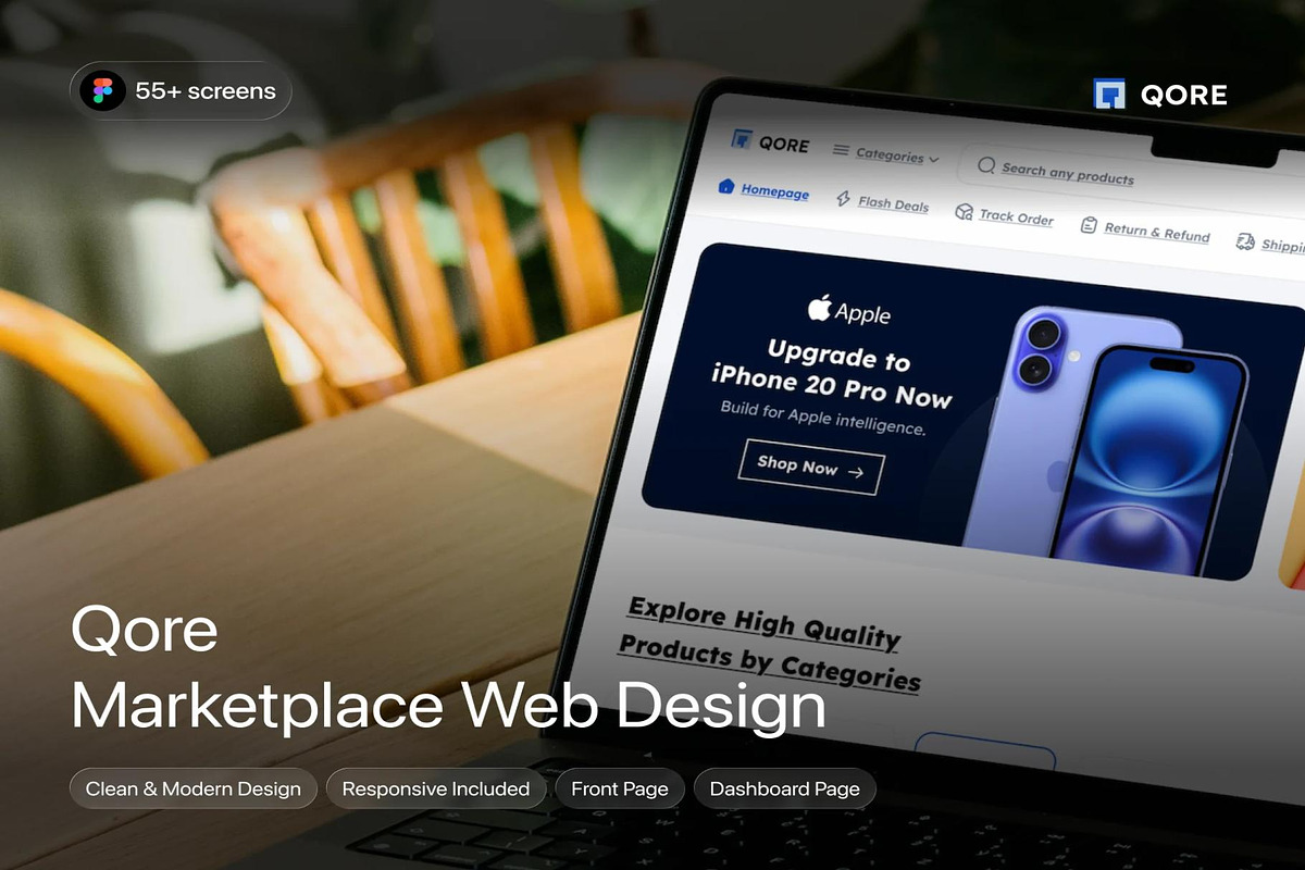 Qore - Marketplace Web Design, an UI Kit Template by Lumina_ui_ux202 (Photo 1 of 7)