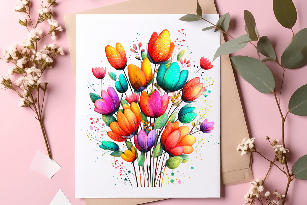 Whimsical spring daffodil flowers, an Illustration by SinaCreation (Photo 10 of 11)