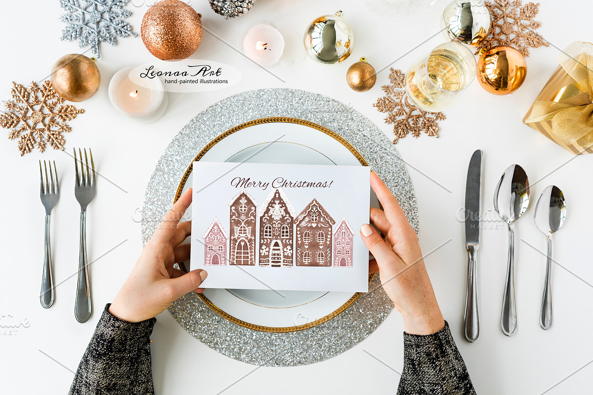 Christmas Gingerbread Clip Art, a Seasonal Illustration by Leonaa art (Photo 2 of 9)