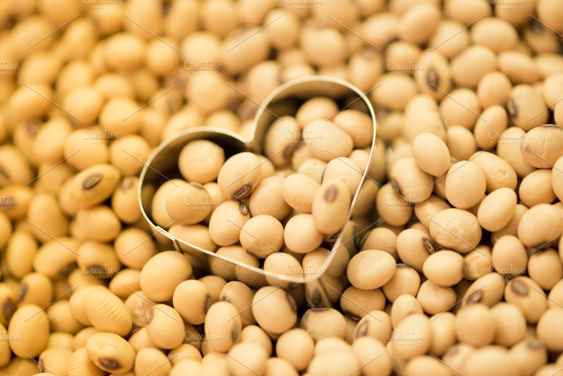 Soy Bean on heart shape, a Food & Drink Photo by PeoGeo Studio