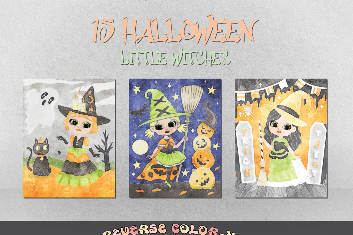 Halloween Reverse Coloring Pages, a Seasonal Illustration by Adirondack Canvas Studio (Photo 4 of 8)