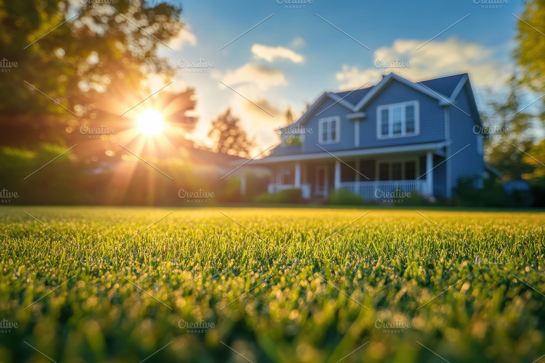 Sunlight illuminating lush lawn in a, a Photo by Iftikhar Alam