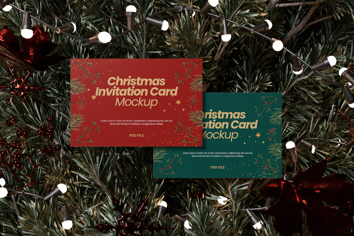 Christmas Invitation Card Mockup, a Merchandise Mockup by Rielismee (Photo 3 of 5)