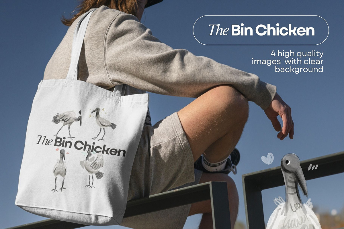 4 Bin Chicken (Ibis) Illustrations, an Animal Illustration by ghodzilla_draws (Photo 1 of 3)