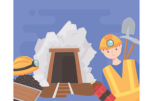 mine entrance miner, an Illustration by studiogstock
