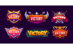 Game victory award badge icons, a Technology Illustration by Vector Tradition