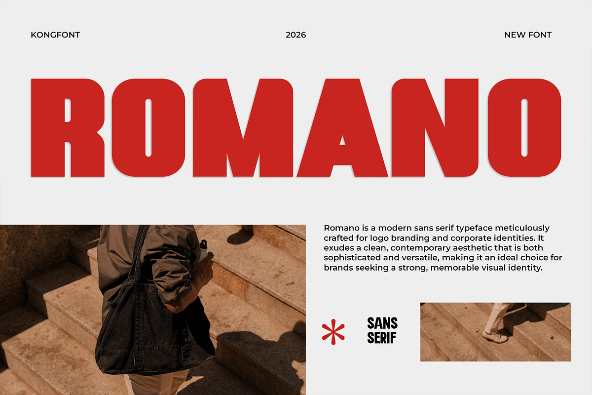 Romano – A Modern SansSerif Typeface, a Sans Serif Font by overlaytemplates (Photo 1 of 5)