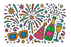 Festive New Year fireworks with cham, an Illustration by Dvoevnore photos