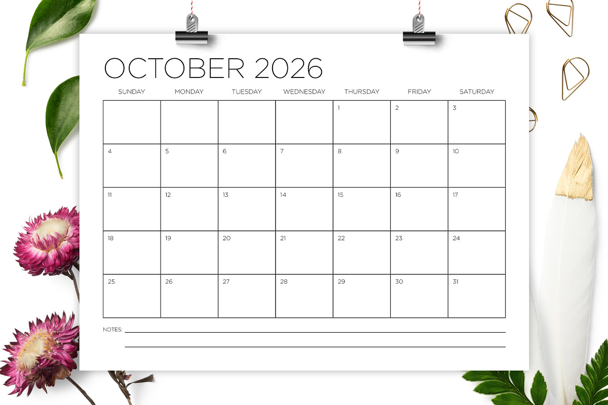 2026 12 x 9 Thin Sans Serif Calendar preview 4