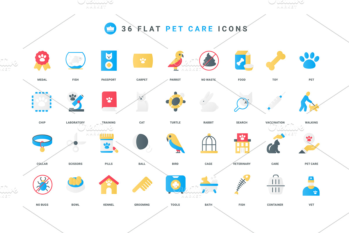 Pet care veterinary support icons, an Object Illustration by Lemberg Vector