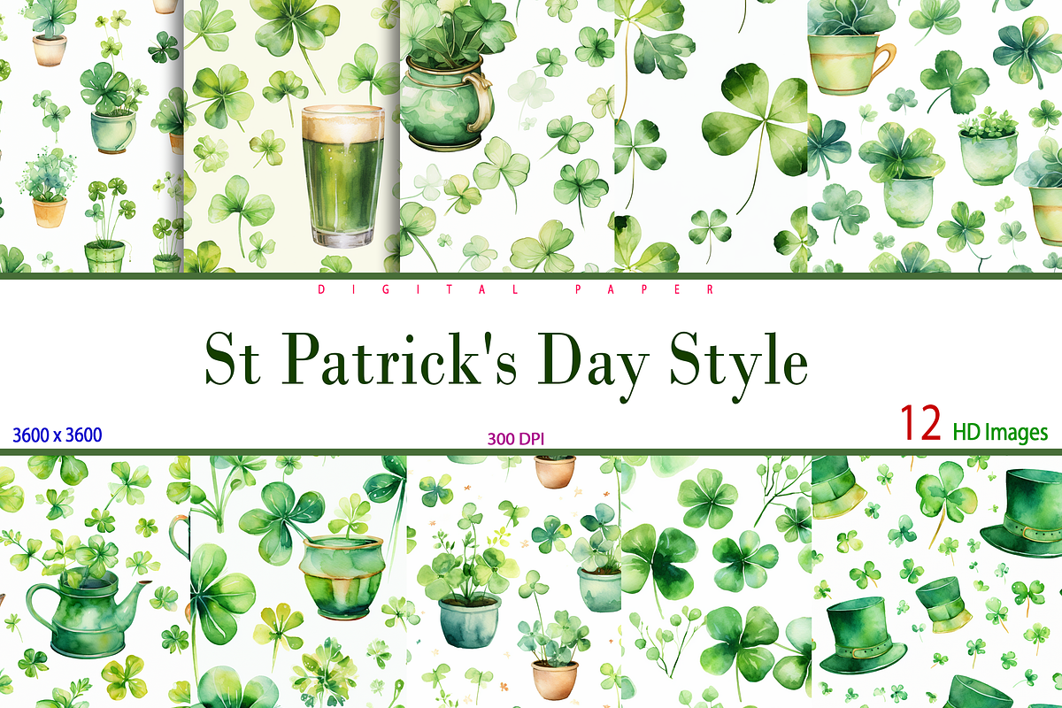 Watercolor St Patrick's Day Style, a Background Graphic by Printable Treasure (Photo 1 of 3)