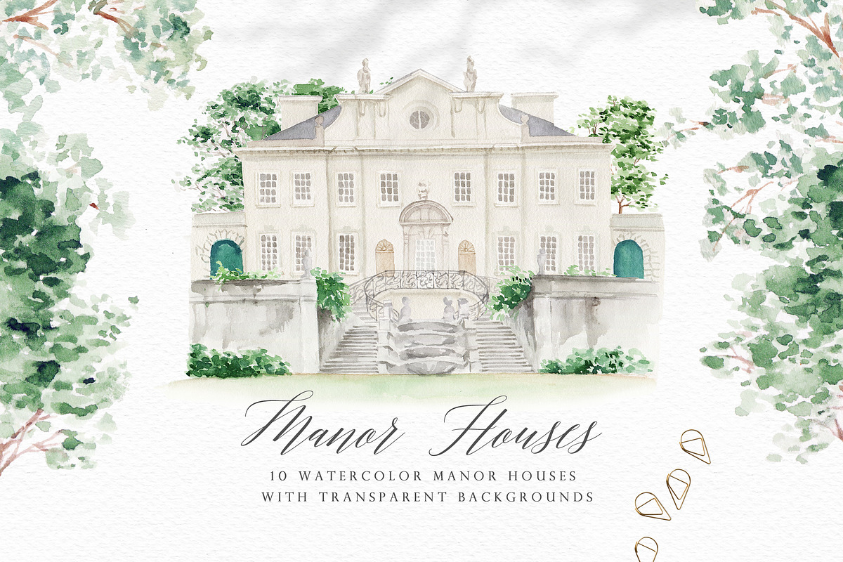 Landscape-Watercolor House Clipart, an Illustration by Graphic Box (Photo 5 of 10)
