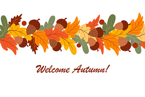 Horizontal banner Welcome to autumn, an Illustration by Tati_Kli