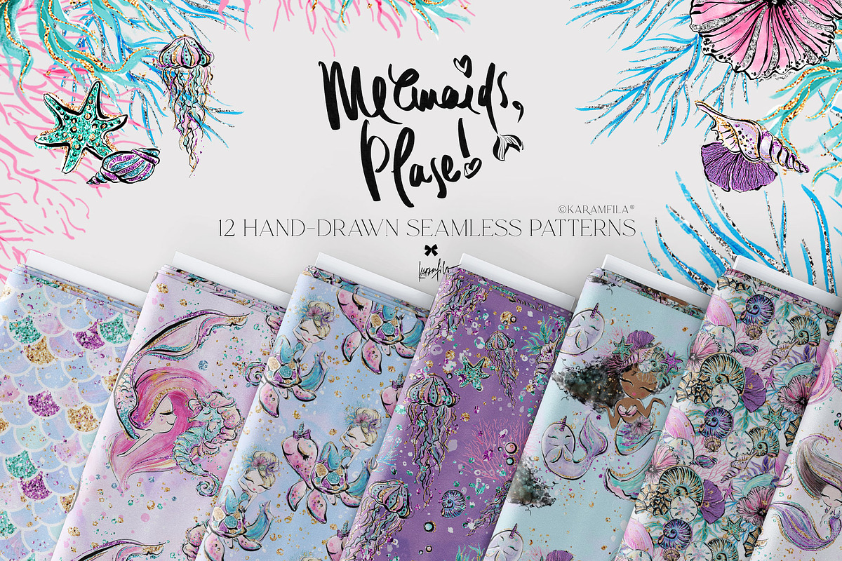 Baby Mermaids & Unicorns Patterns, a Pattern Graphic by KaramfilaS (Photo 1 of 14)