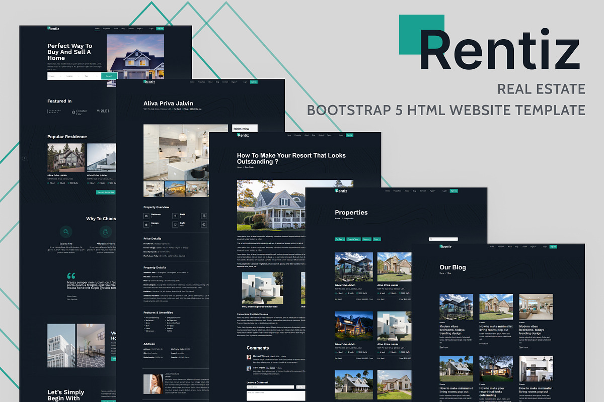 Rentiz - RealEstate Website Template, a HTML Template by TemplatesJungle (Photo 9 of 9)