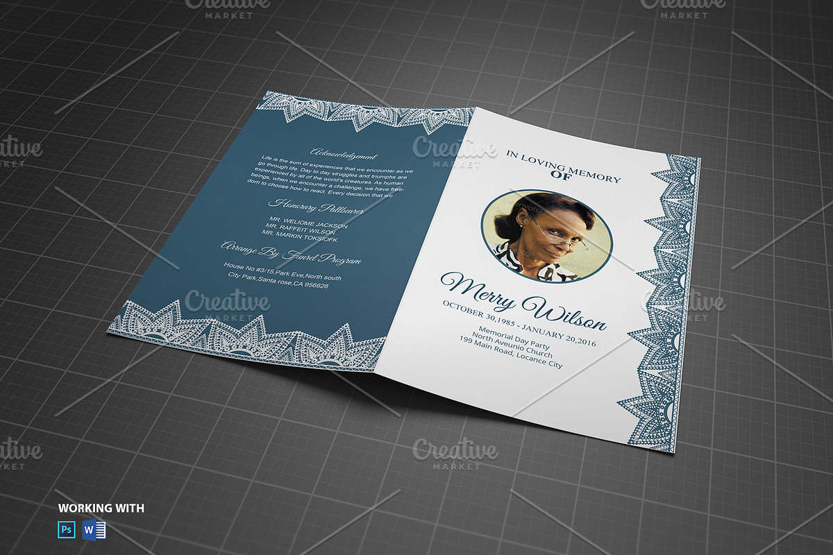 Funeral Program Template Printable, a Brochure Template by Madhabi Studio (Photo 3 of 5)