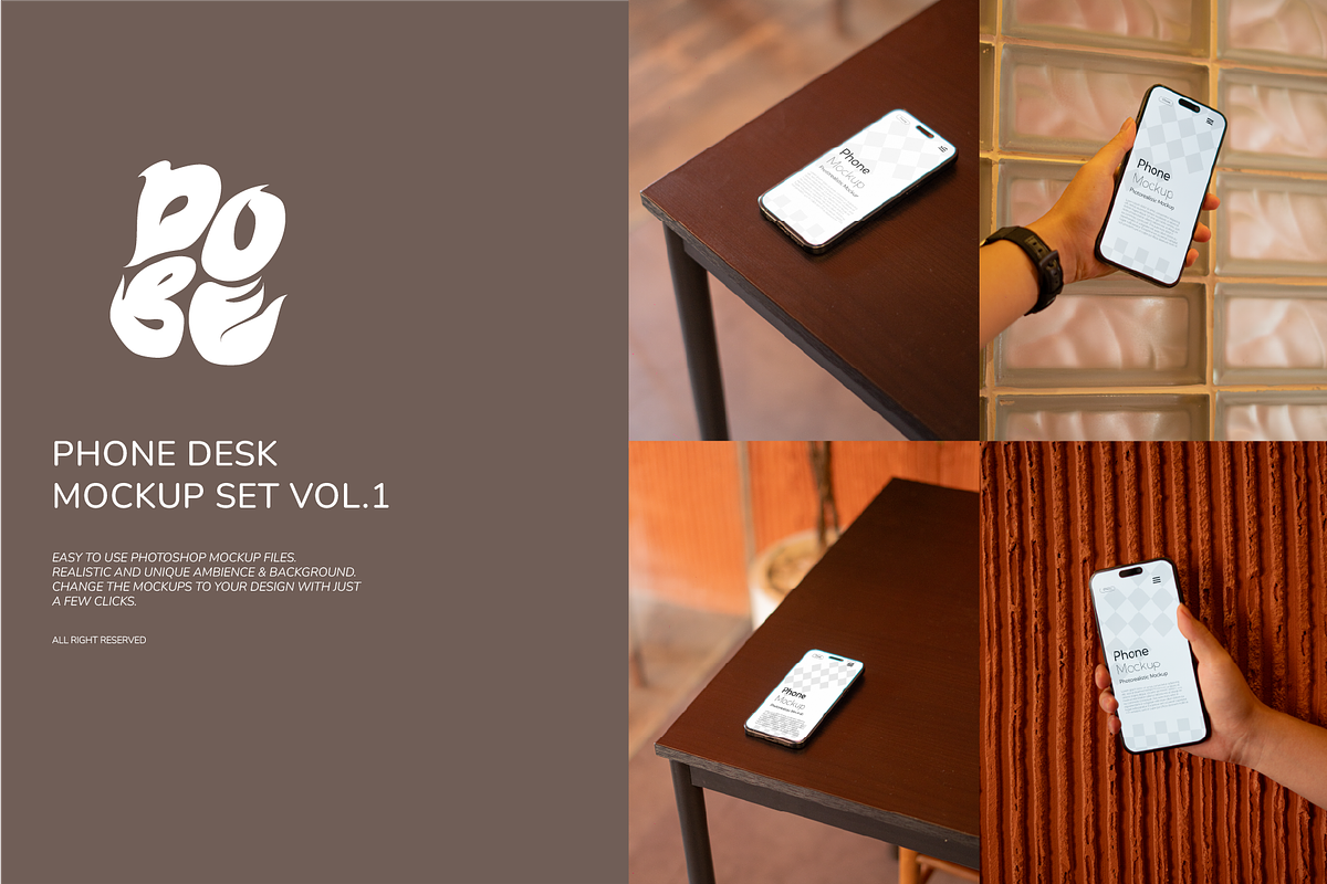 Phone Desk Mockup Set - Vol 1, an iPhone Mockup by DOBE Studio (Photo 1 of 4)