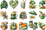 Green Gingham Autumn Clipart, an Illustration by Designking (Thumbnail 2 of 4)