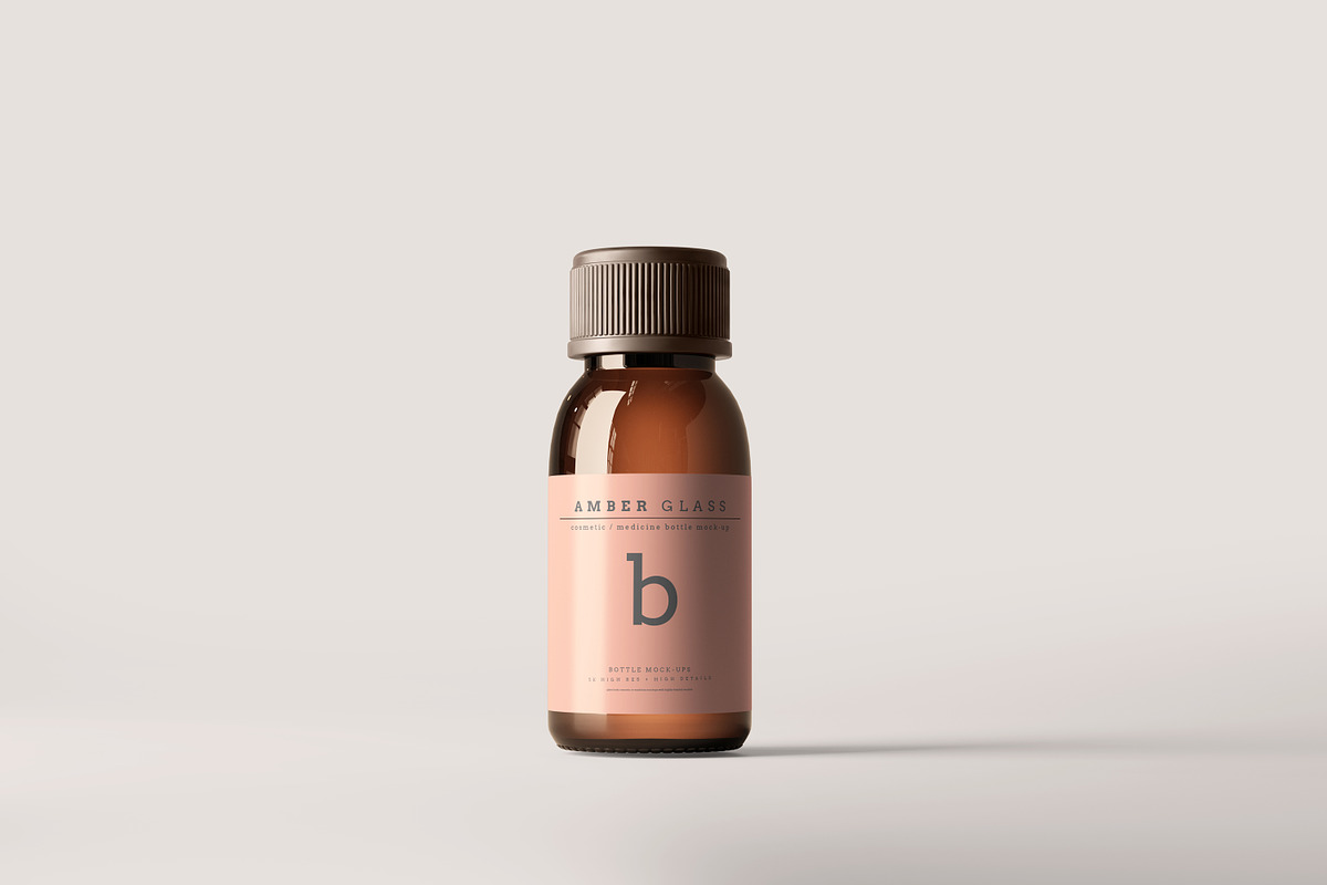Amber Glass Bottle Mockups, a Cups & Container Mockup by pmvch (Photo 4 of 20)