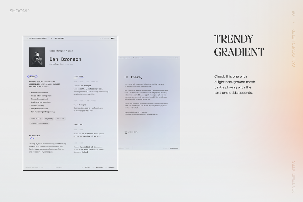 Modern Resume Bundle: 10 PRO Themes, a Resume Template by SHOOM HOUSE (Photo 6 of 13)