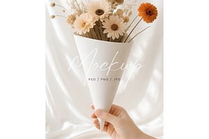 Flower Paper Cone Mockup, a Product Mockup by TatiMockup