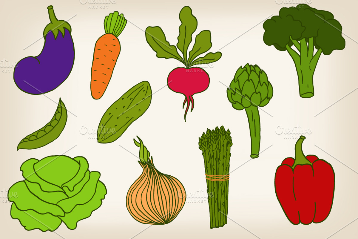 Vector vegetables and patterns, a Background Graphic by Alenarozova (Photo 2 of 3)